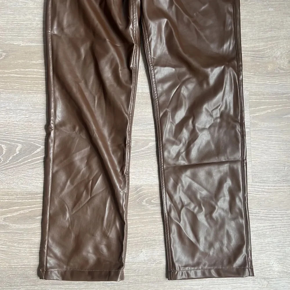 NEW Abercrombie & Fitch Vegan Leather 90s Straight Pant - Picture 7 of 13